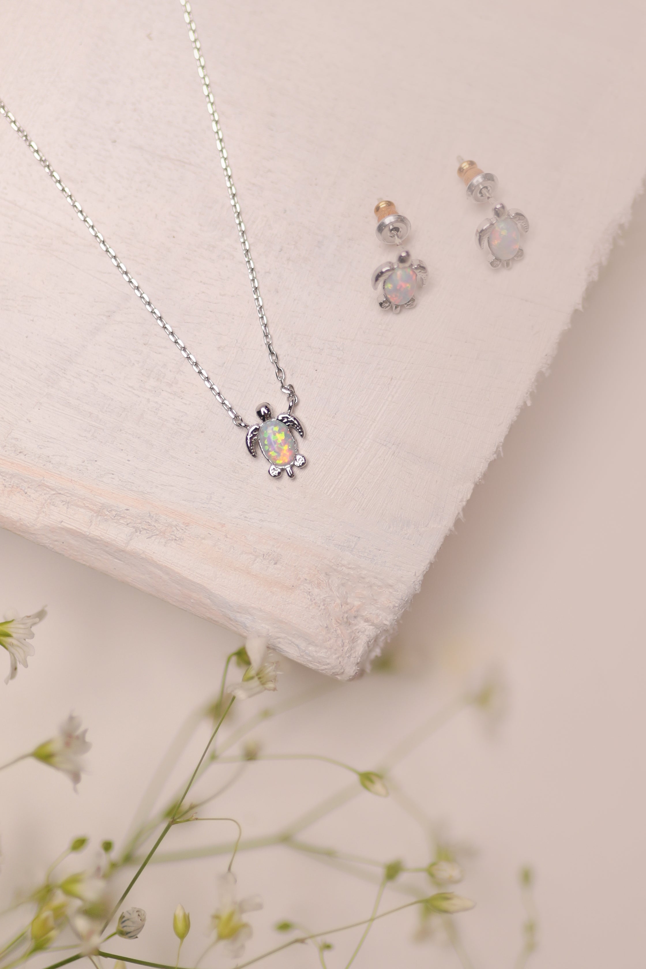 Turtle Treasures Silver with Opal Set