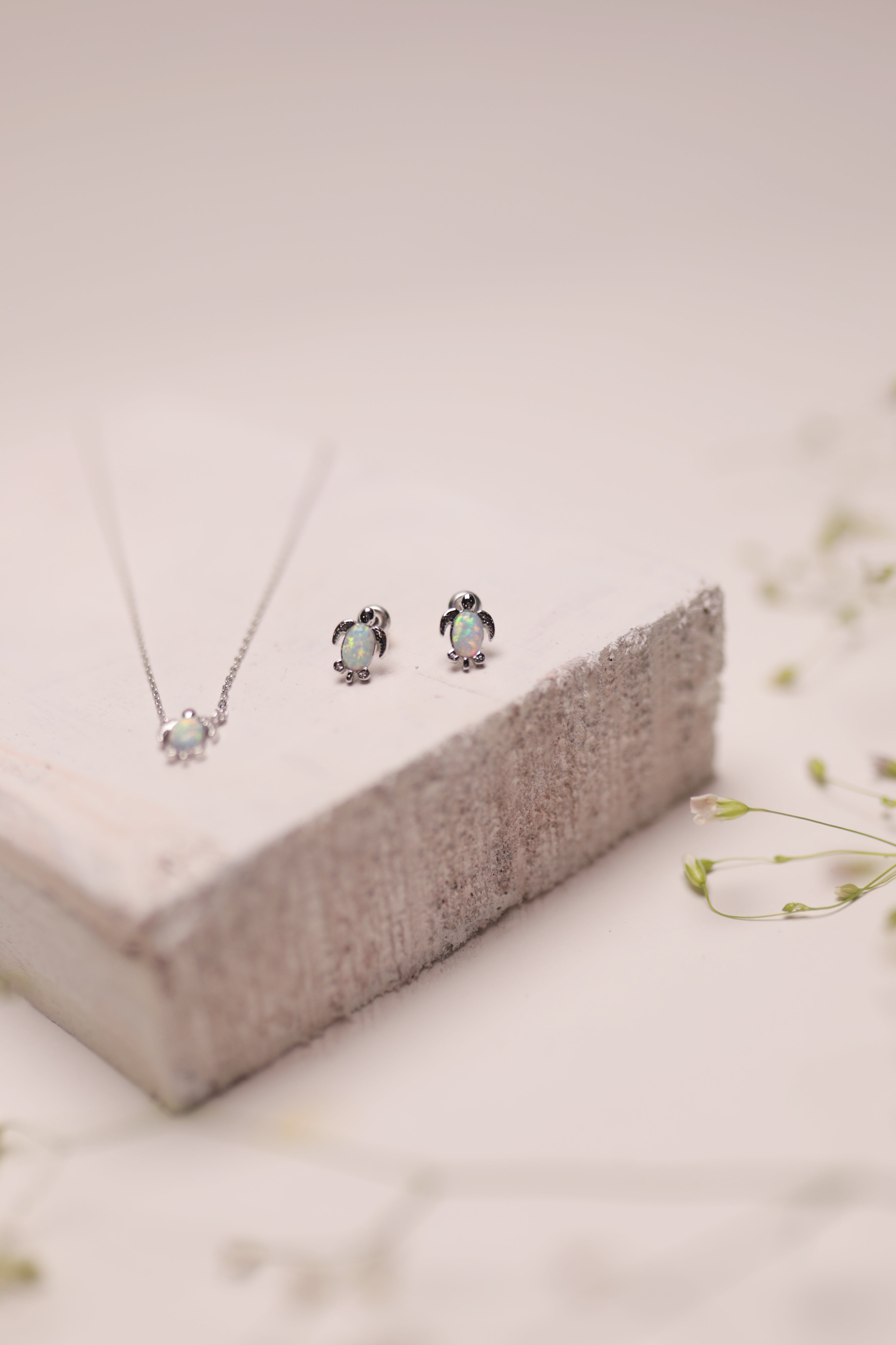 Turtle Treasures Silver with Opal Set
