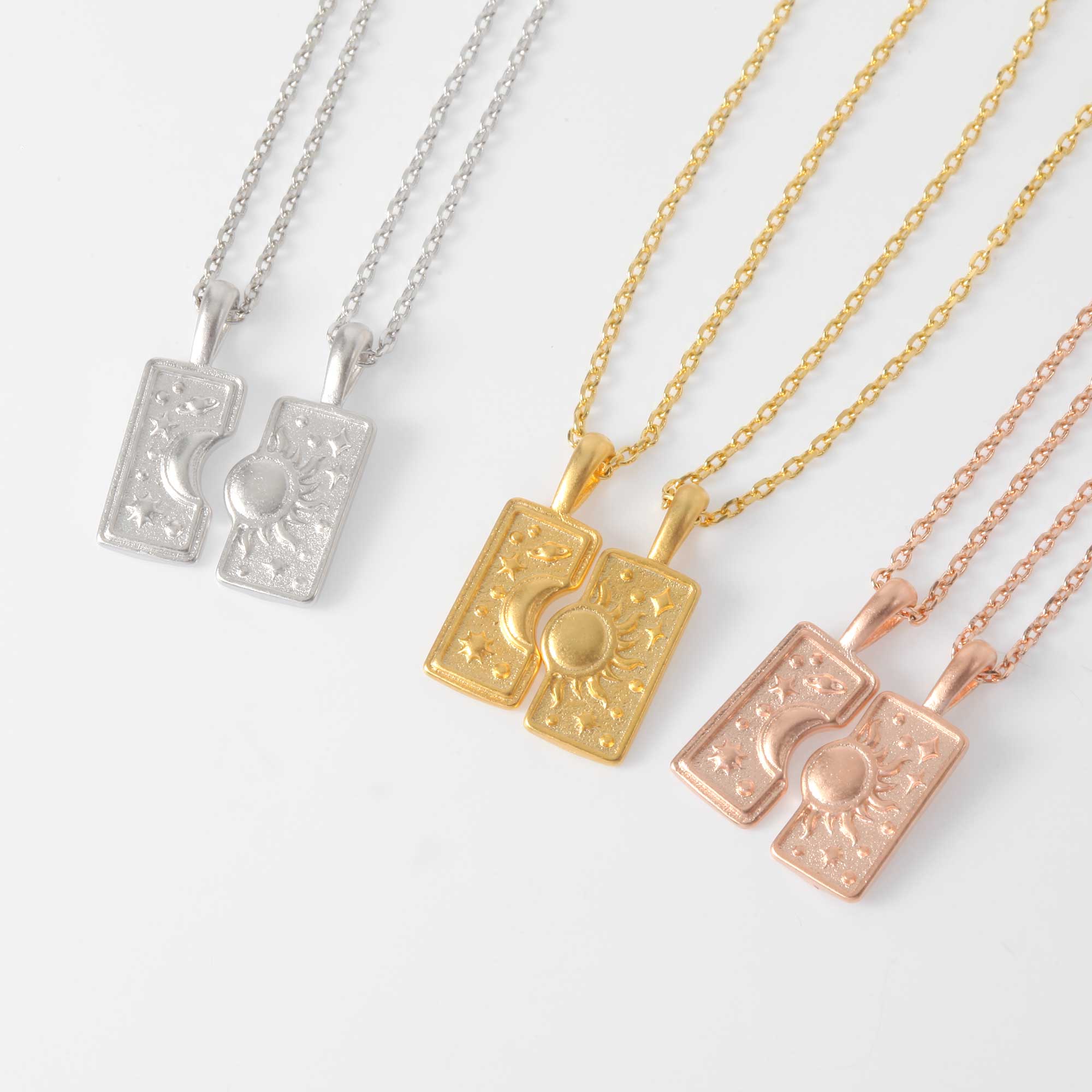 Sun & Moon Friendship Twin Necklaces (Pair of 2)
