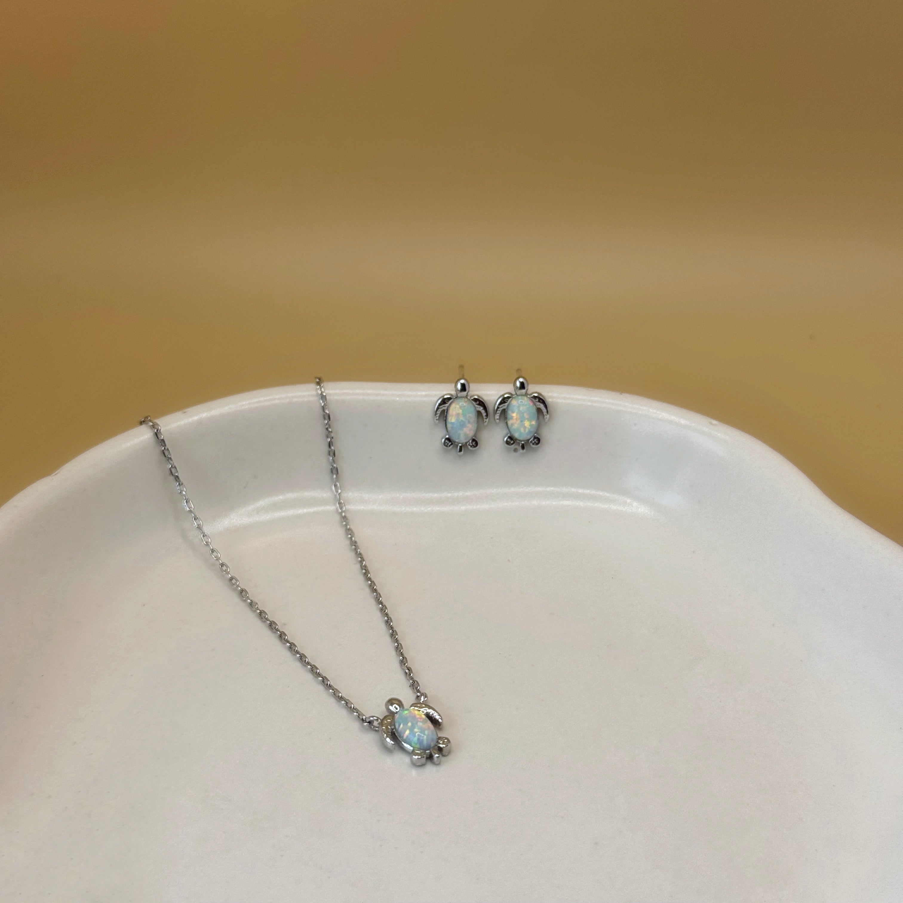 Turtle Treasures Silver with Opal Set