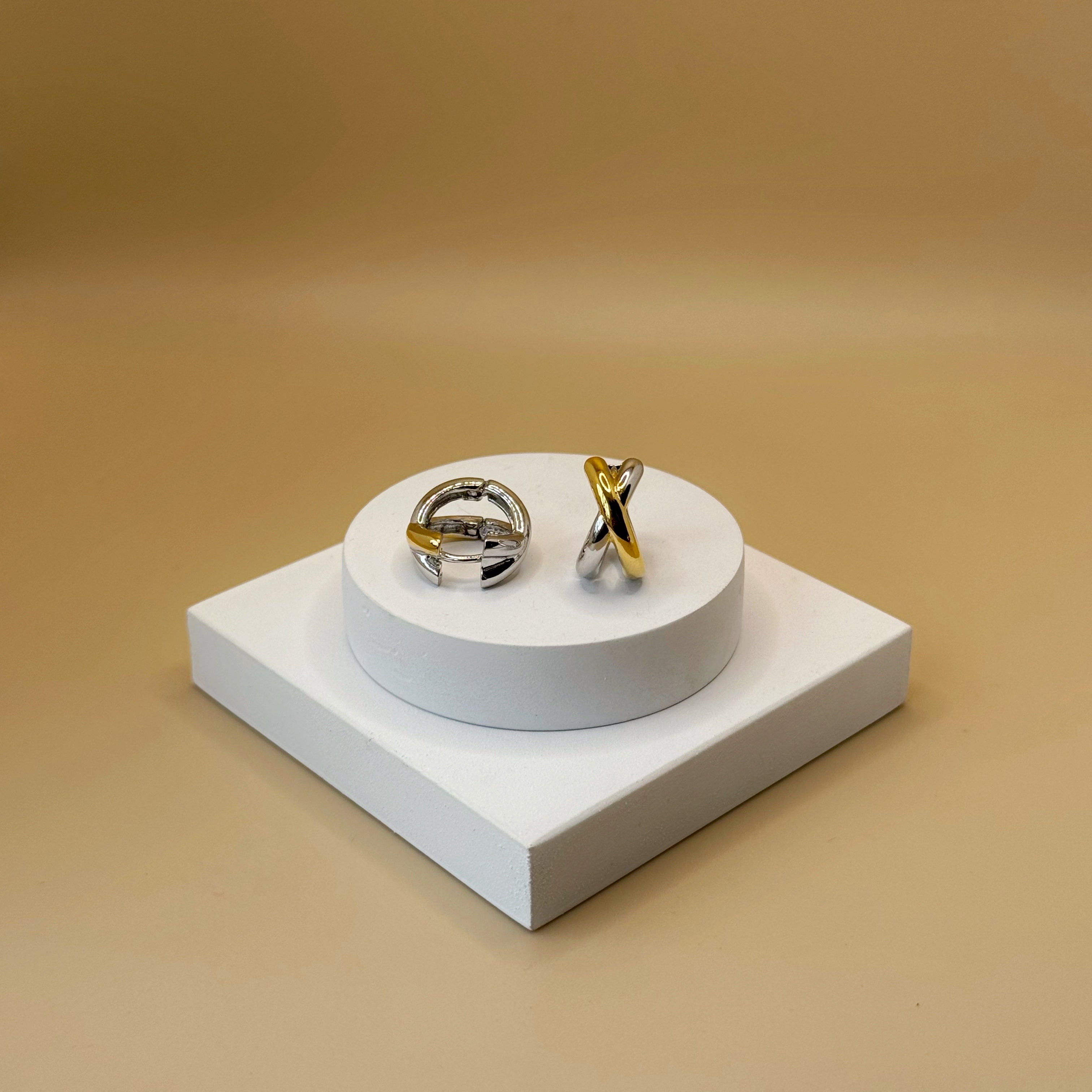 Star Crossed Lovers Two Tone Earrings
