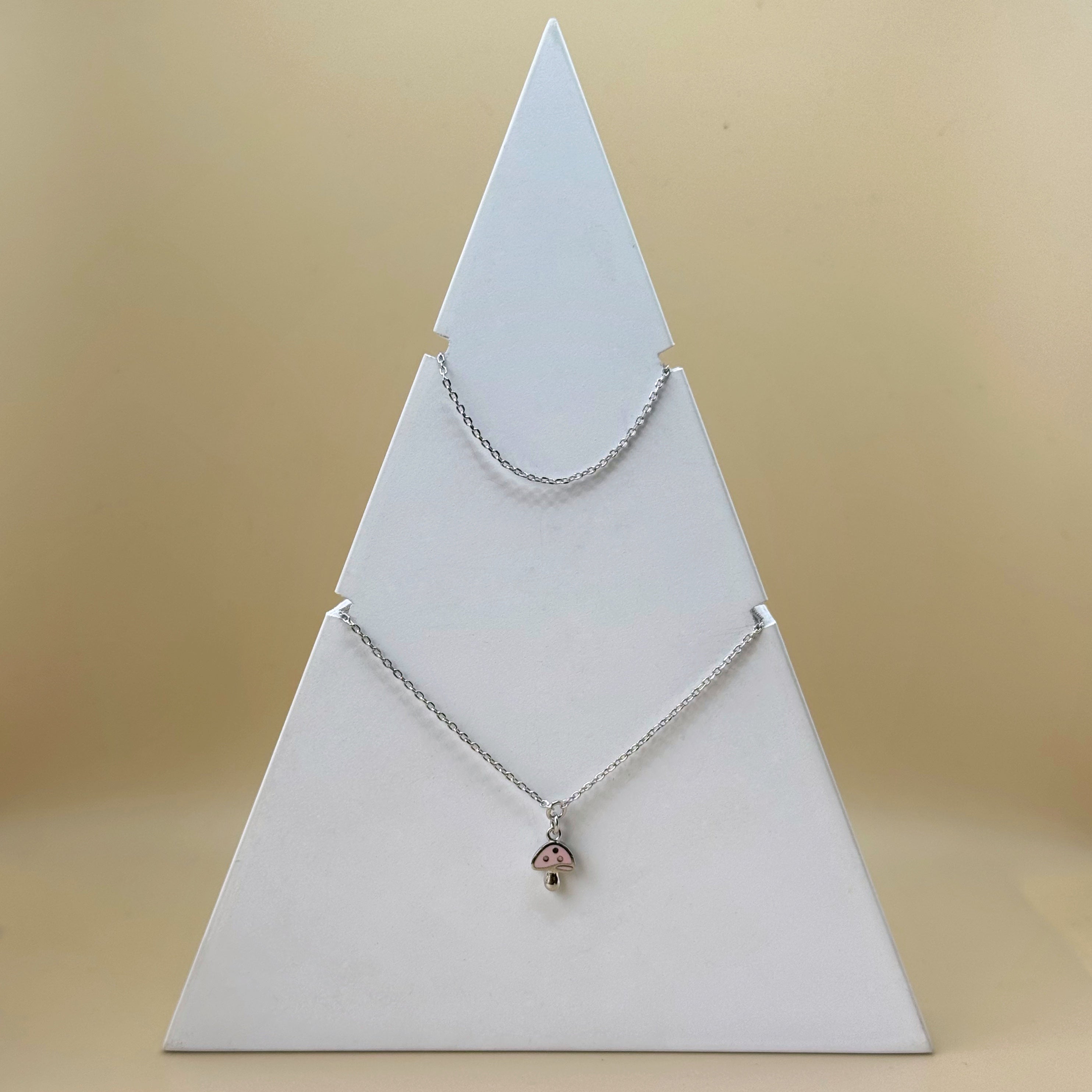 I Shroom You Set - White Rhodium & Pink Mushroom