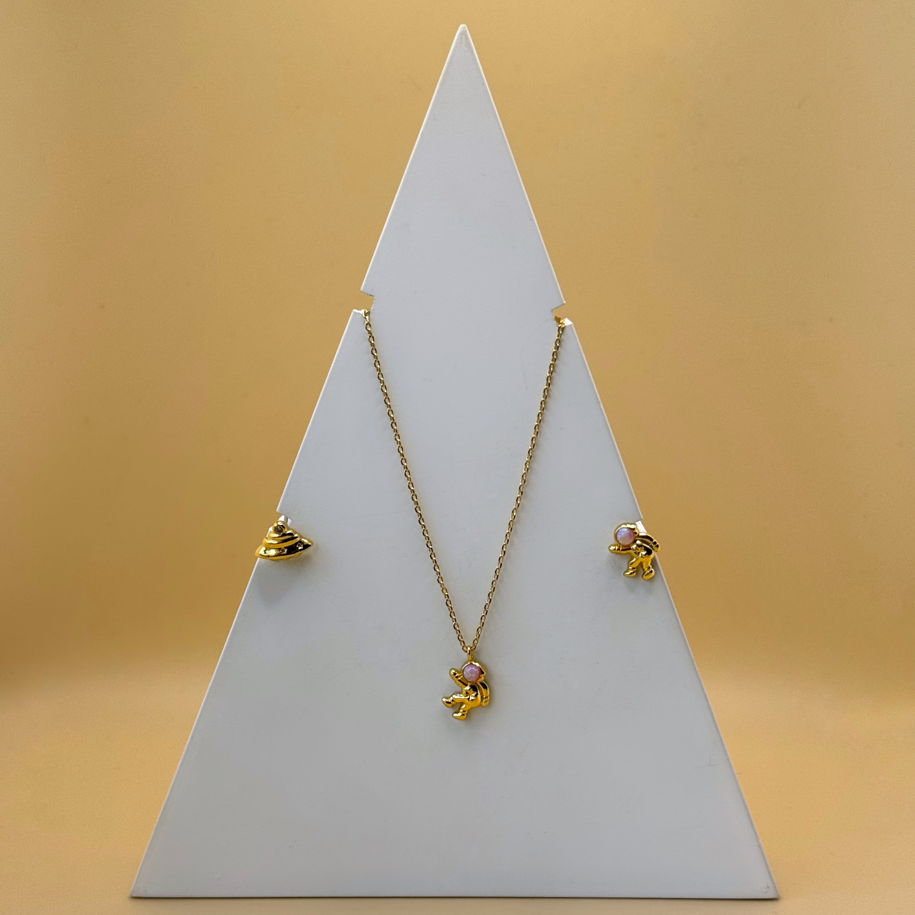 Spaced Out - Gold with Pink Opal Set