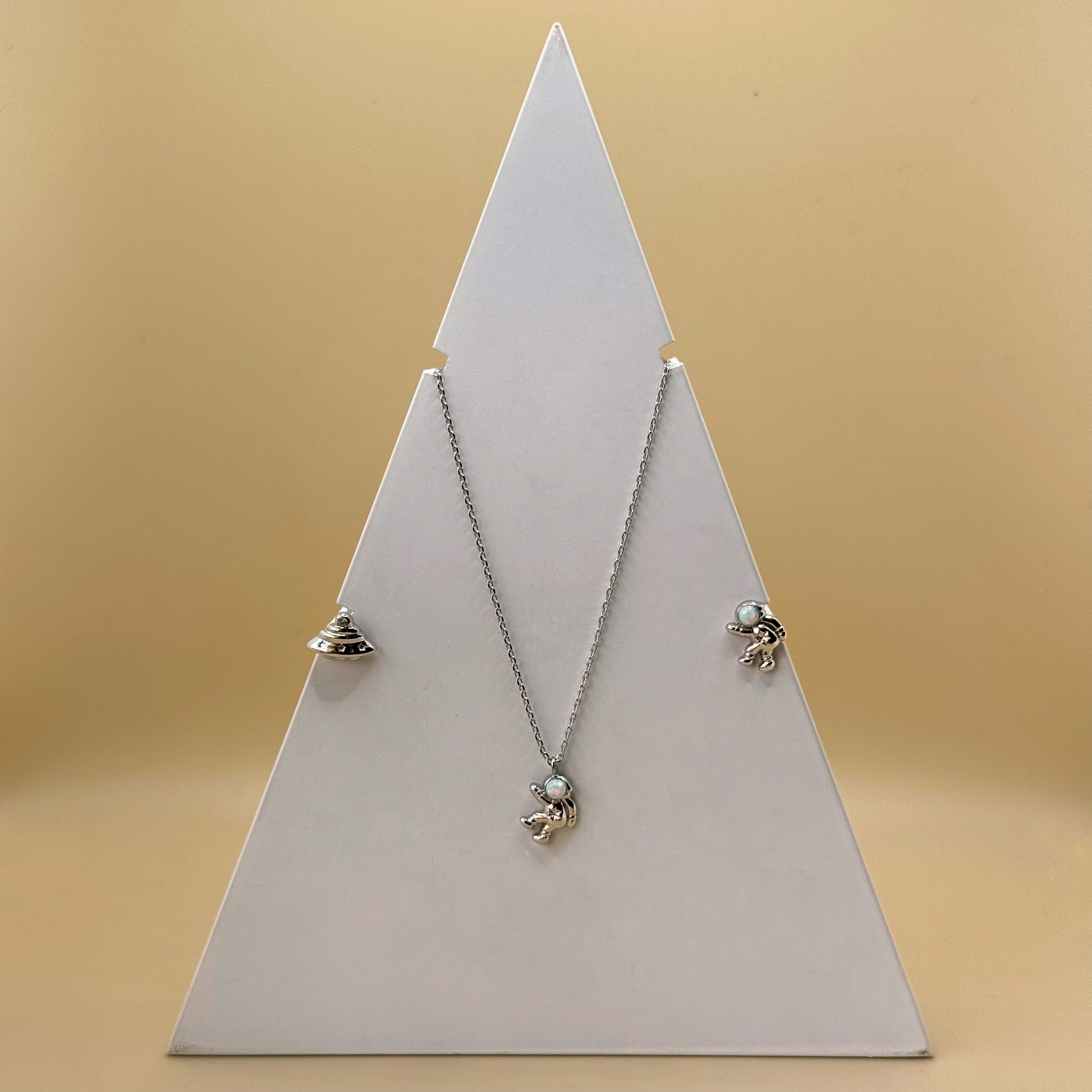 Spaced Out - Silver with White Opal Set