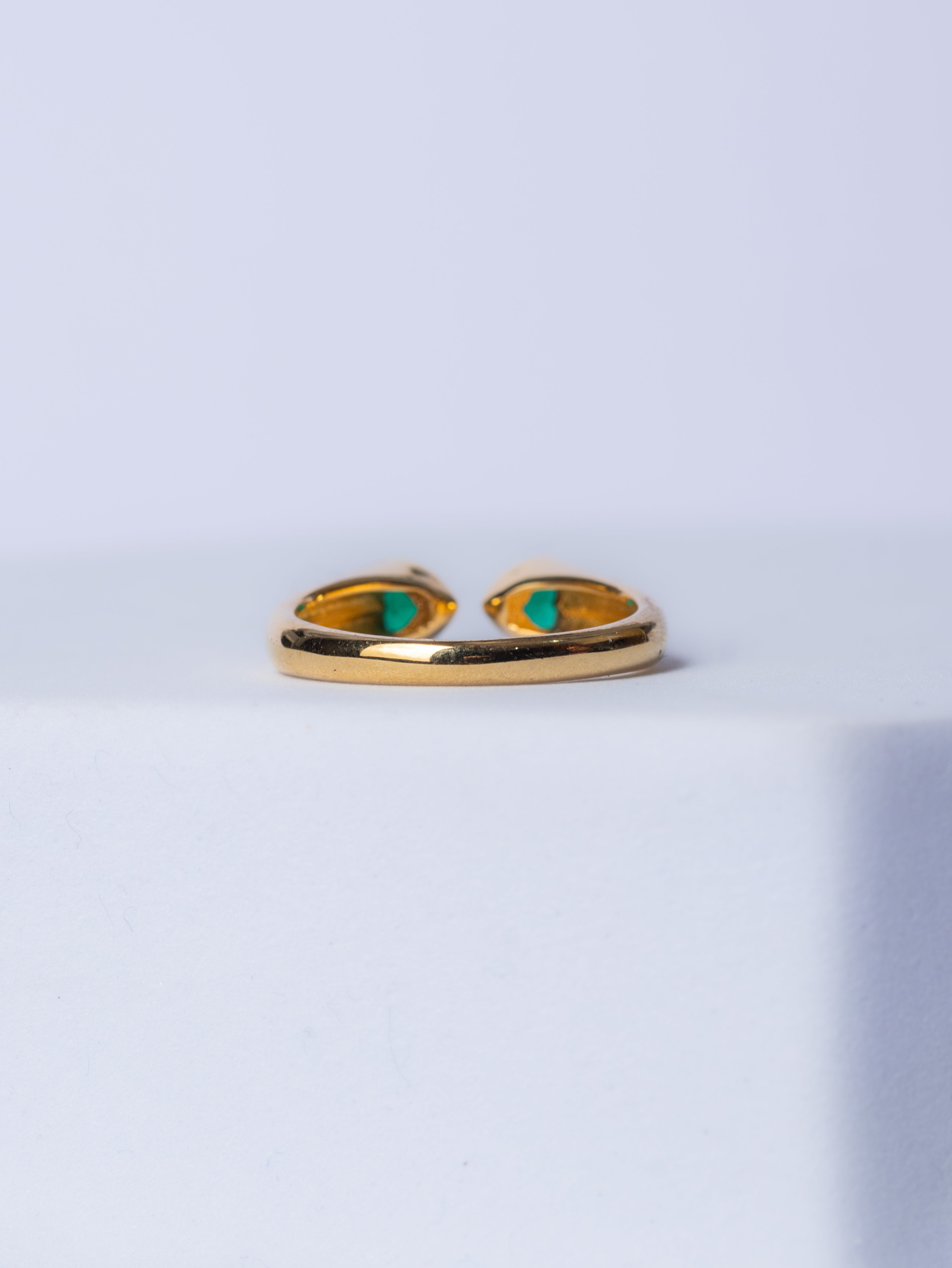 Twin hearts- green zirconia ring