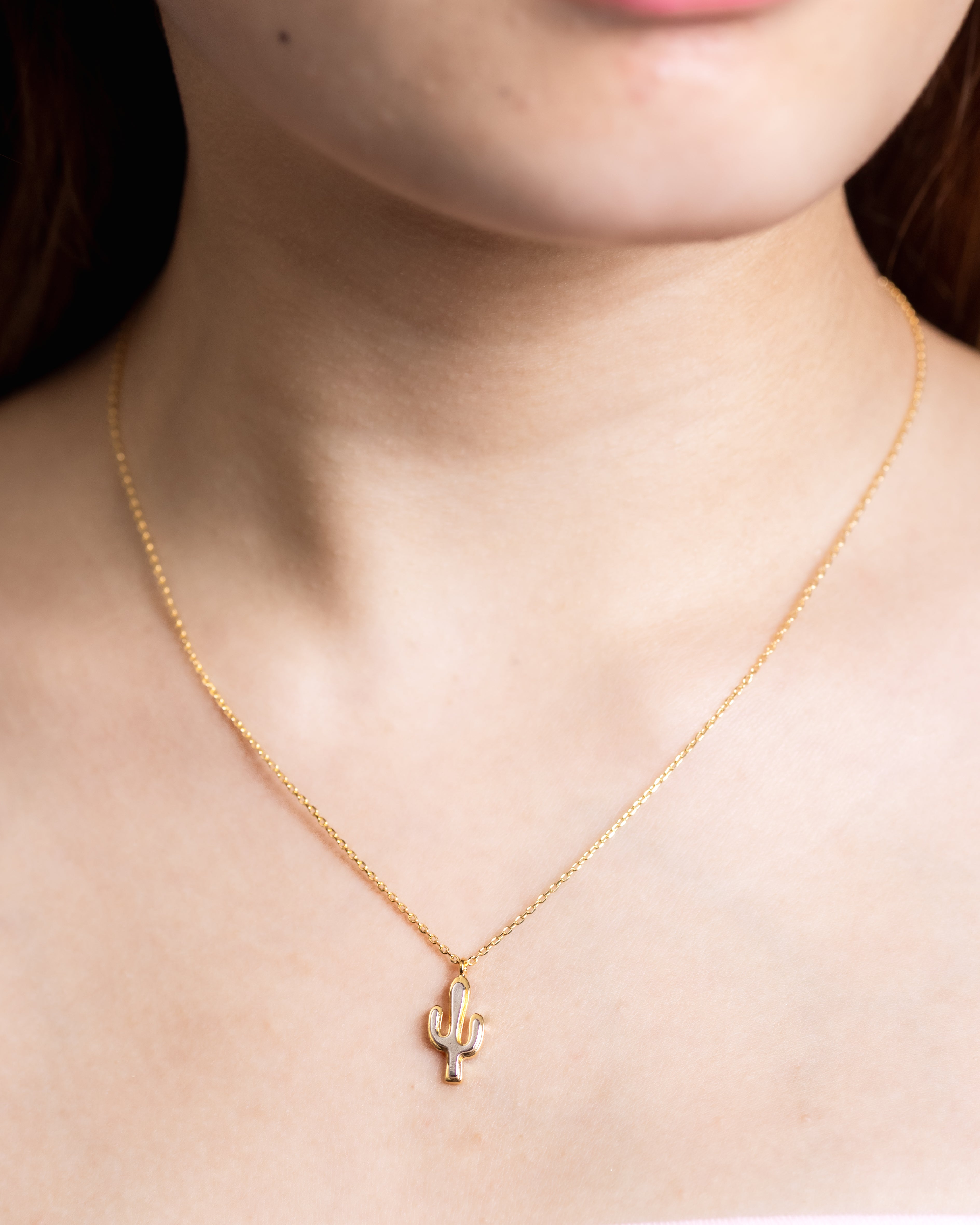 Two toned Cactus necklace