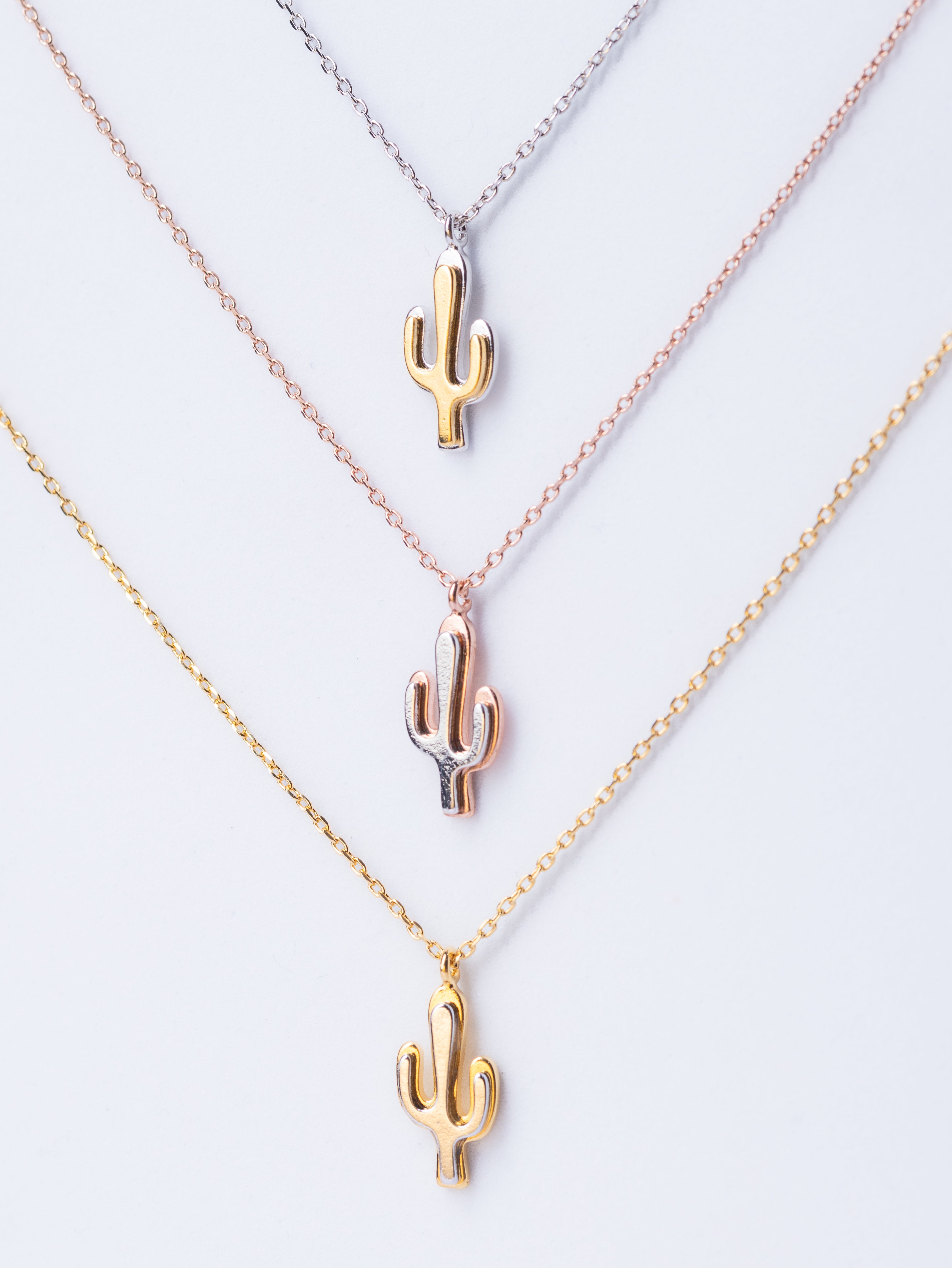 Two toned Cactus necklace