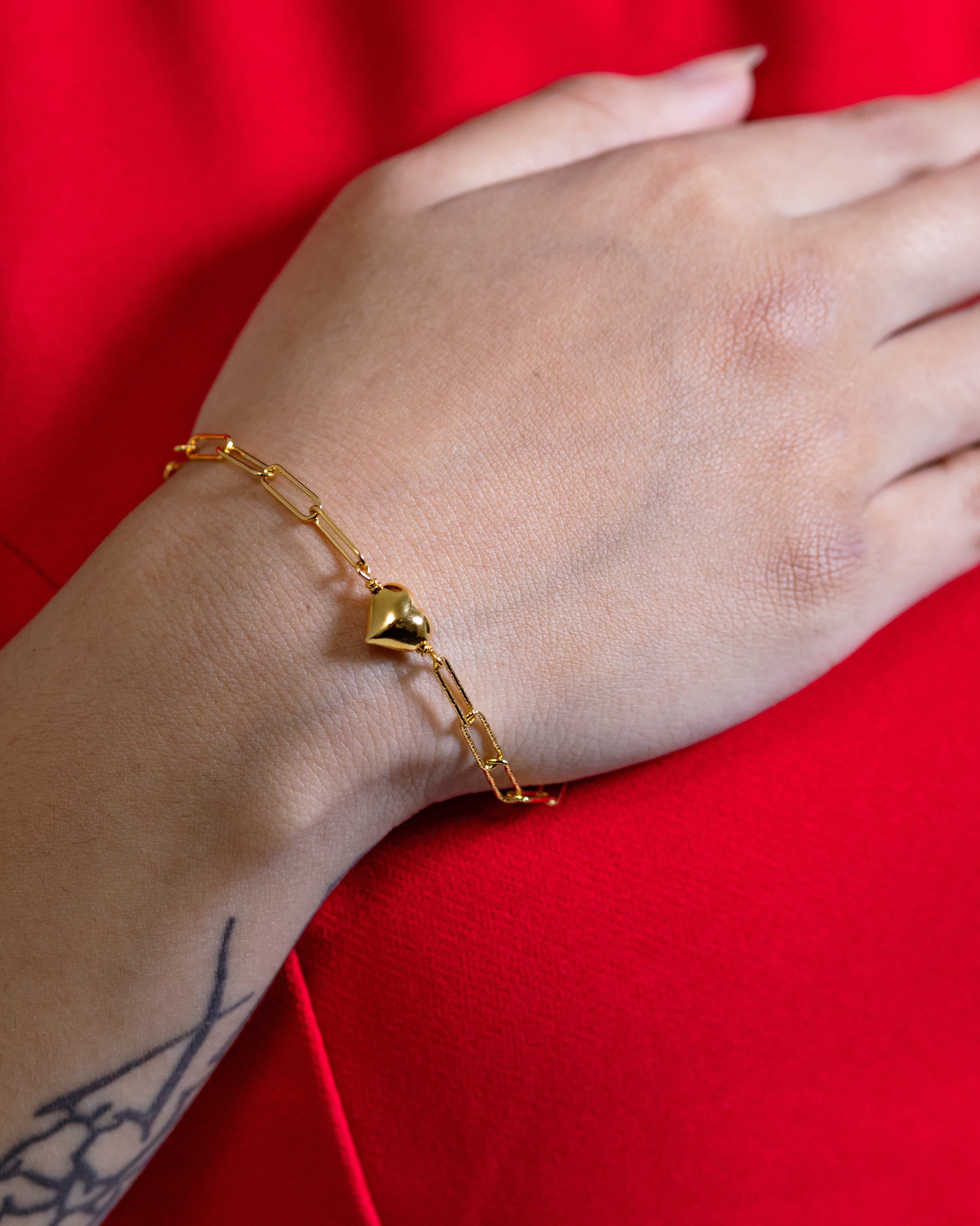 Linked hearts bracelet