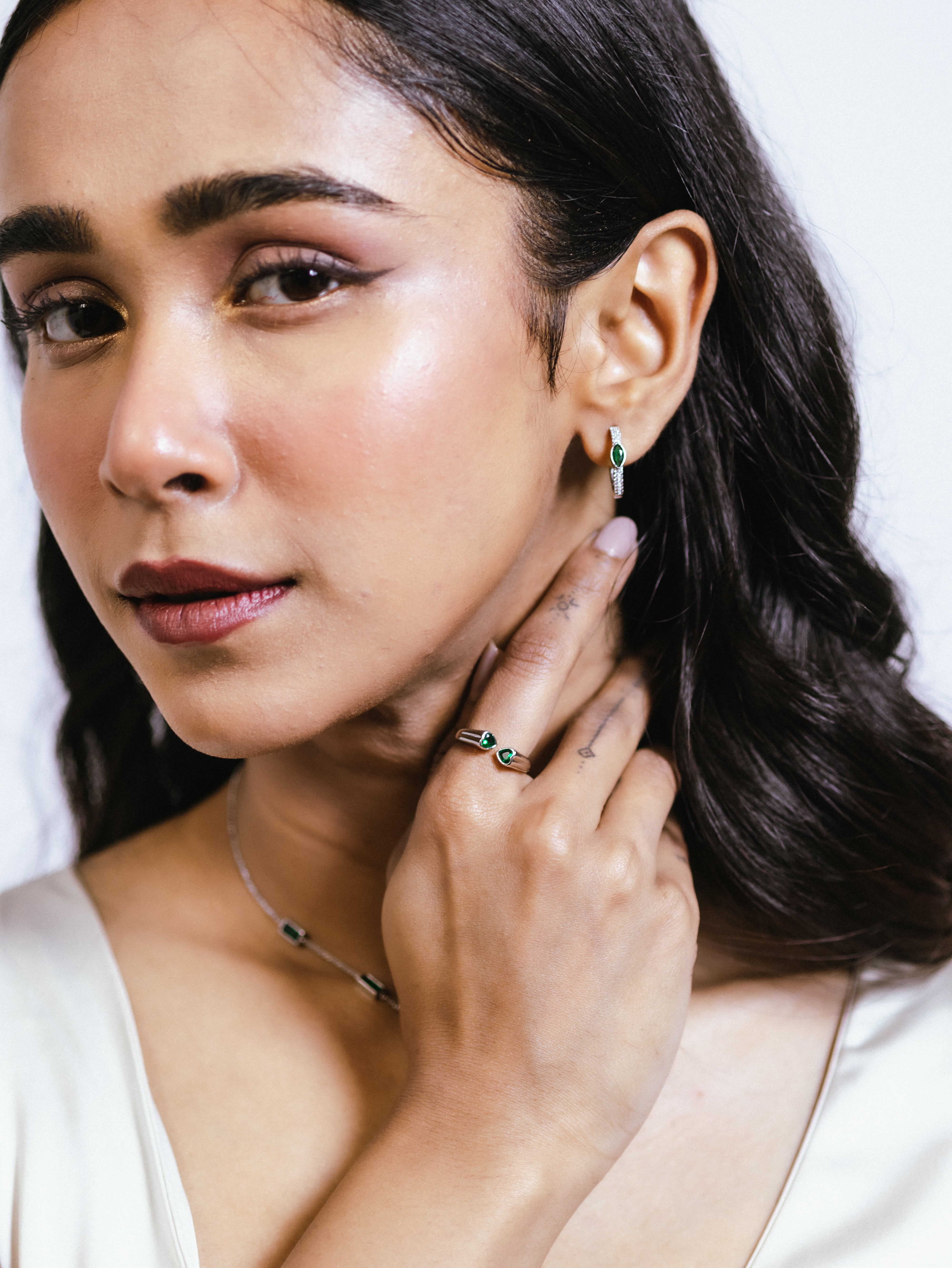 Festive orbit earrings- emerald