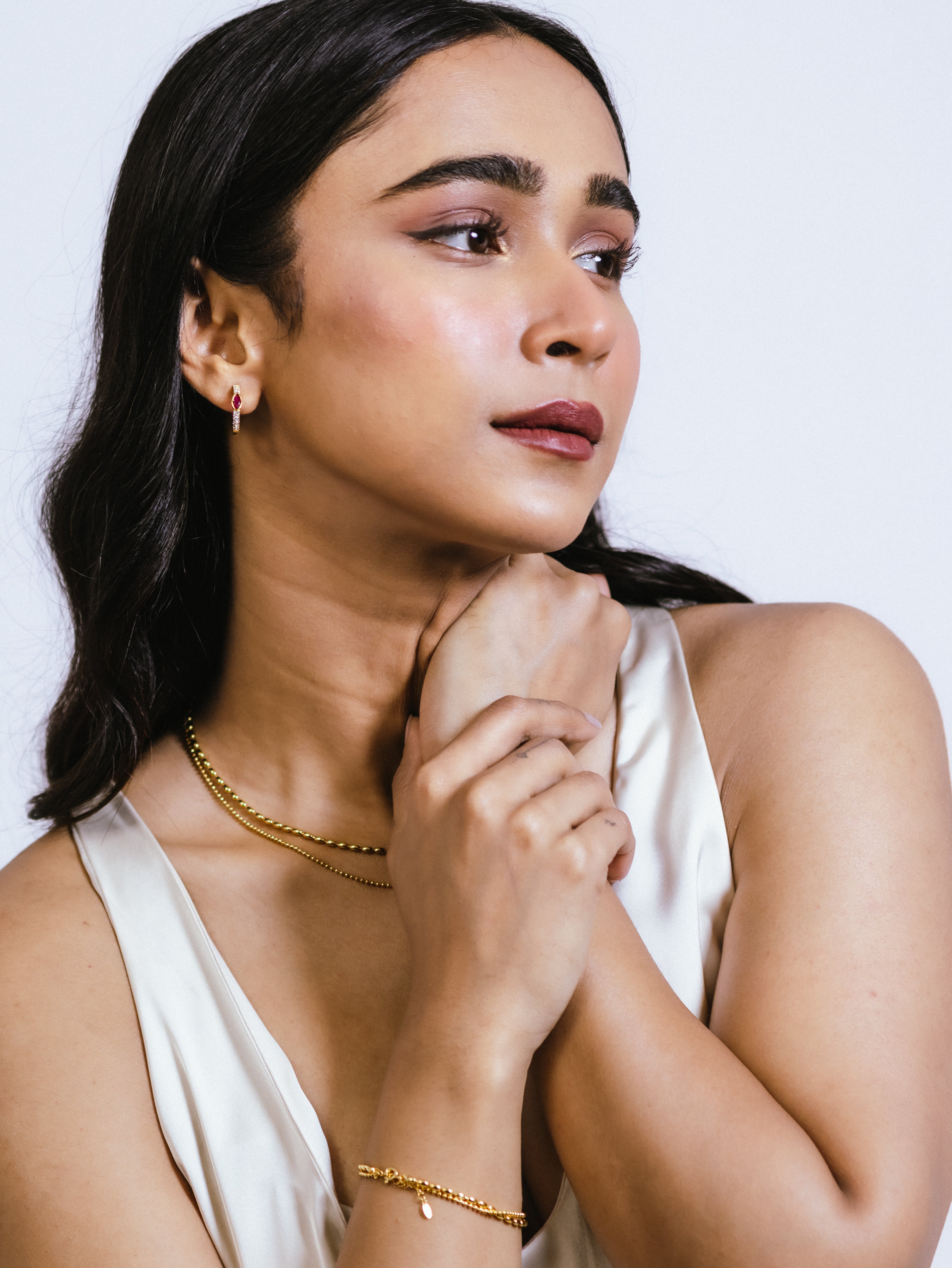 Festive orbit earrings- Ruby
